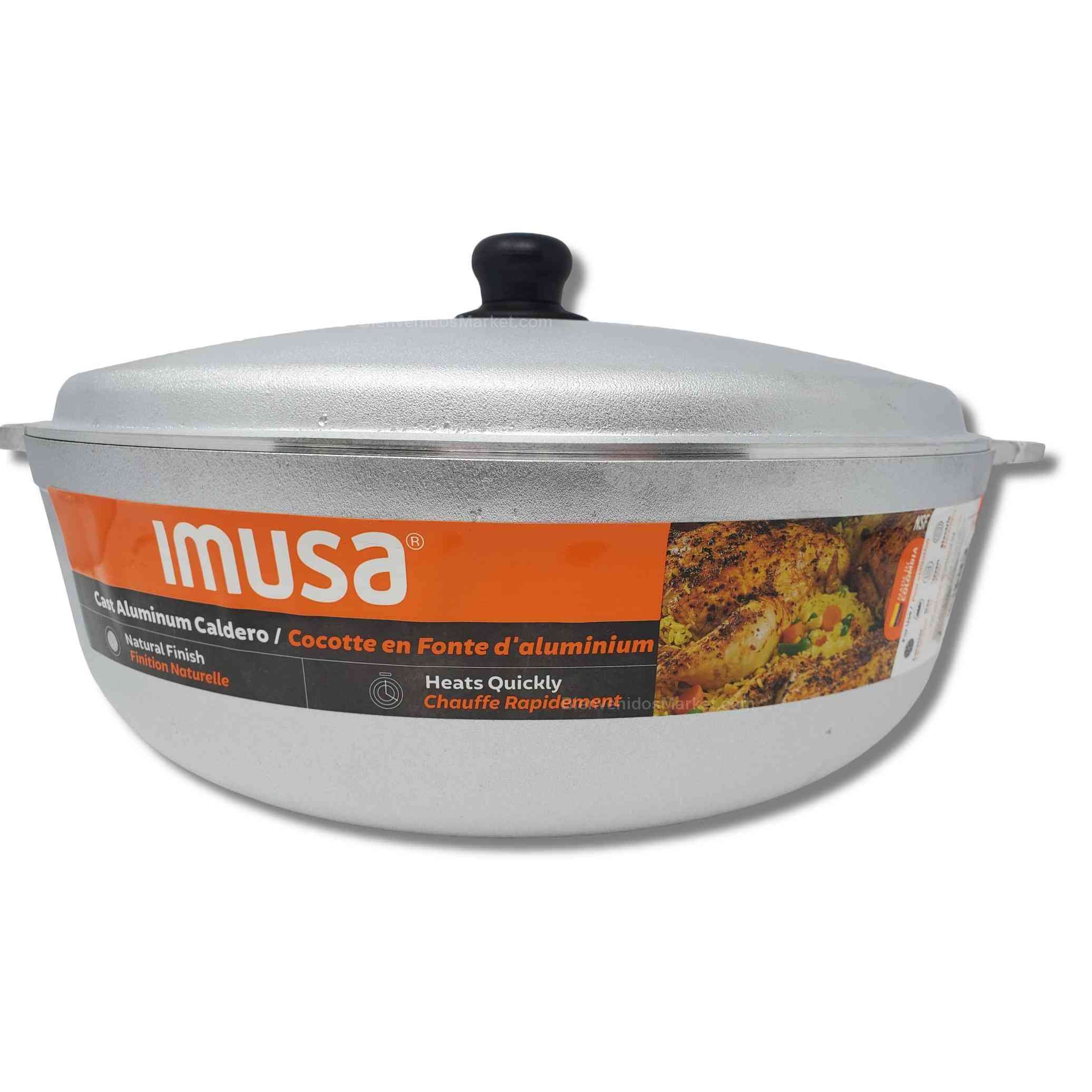 Imusa 11.6 Quart Cast Aluminum Traditional Colombian Caldero or Dutch Oven  with Lid